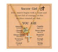 Aonklot Softball Soccer Volleyball Necklace for Women Rhinestone Cross Pendant Christian Faith Jewelry Sports Accessories Christmas Gifts, L, No Gemstone
