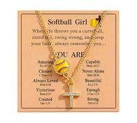 Aonklot Softball Soccer Volleyball Necklace for Women Rhinestone Cross Pendant Christian Faith Jewelry Sports Accessories Christmas Gifts, L, No Gemstone