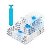 aonova Vacuum Storage Bags, 9-Pack Vacuum Compression Zipper Storage Bags Reusable for Travel and Home with Airtight Valve and Hand Pump - Mix 3S+3M+3L