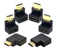 AONTOKY 6Pack 3D and 4K HDMI Angled Adapter Combo 4 Pcs 90 and 270 Degree 2 Pcs Vertical Flat Left and Right 90 Degree Male to Female HDMI Adapter TV Connector