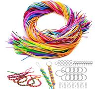 Aonuily 240PCS Scoobies Strings Kit, 19 Colors Scoubidou String Making Kit with 40 PCS Metal Accessories for DIY Crafts Friendship Bracelets Keyrings Making and DIY