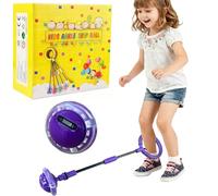 Aonuily Ankle Skip Ball for Kids with Counter, Timer, Cal Calculator, Gifts for Age 5 6 7 8 9 10+, Foldable Flashing Jumping Ball Garden Games Outdoor Toy for Kids Xmas Present (Purple)