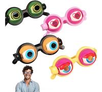 Aonuily Funny Glasses, 4pcs Crazy Eyes Glasses, Novelty Glasses with Pull-String Blinking Funny Winking Glasses Prank Gifts for Adults Party Favors Props Blinking Glasses
