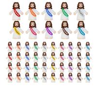 Aonuily Mini Jesus Figure, 50Pcs Little Jesus Figures, Rubber Religious Tiny Jesus Toys Cute Miniature Easter Figurines Decor Doll for Baptism, Church Events, Hide-and-S aster Egg Gifts