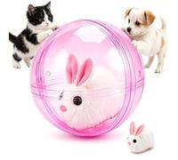 Aonuily Self-Rolling Cat Balls, Interactive Cat Toy with Realistic Animal Automatic Moving Ball for Indoor Activity and Chase Training Cats Exercise Toy Pet Ball for Cats Dogs (Rabbit, Pink)