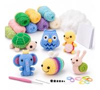 Aonuy Crochet Kit for Beginners, 6 Pcs Crochet Animals Kits for Adults, Beginner Crochet Kit with Step-by-Step Video Tutorials, Creative Gifts Knitting Set for Manual Lovers Gifts