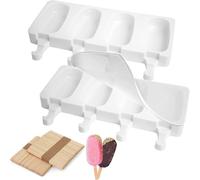 Aonveki Ice Lolly Moulds with Sticks, 8 Cavity Silicone Ice Cream Mould with 100 Sticks, BPA Free Cakesicle Moulds, Reusable Popsicle Mould for Kids Adults Dessert Chocolate DIY (Large)