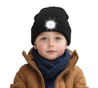AONYIYI Kids LED Beanie with Light,USB Rechargeable Hat for Boys & Girls,6 LED Bulbs,3 Light Modes,Hands-Free Winter Hat for Outdoor Activities,Black