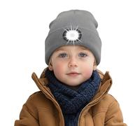 AONYIYI Kids LED Beanie with Light,USB Rechargeable Hat for Boys & Girls,6 LED Bulbs,3 Light Modes,Hands-Free Winter Hat for Outdoor Activities,Gray