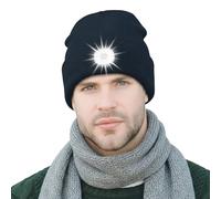 AONYIYI LED Beanie with Light,USB Rechargeable Hat for Men and Women,6 LED Bulbs,3 Light Modes,Hands-Free Winter Hat for Camping,Running,Walking,Auto Repair,Blue