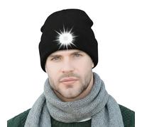 AONYIYI LED Beanie with Light,USB Rechargeable Hat for Men and Women,6 LED Bulbs,3 Light Modes,Hands-Free Winter Hat for Camping,Running,Walking,Auto Repair,Black