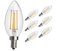 AOOABO TECH Antique LED E12 Base Chandelier Bulb, 2700K 4W (30W Equivalent) Vintage Edison Dimmable Candelabra with Tungsten Filament (6 Pack)