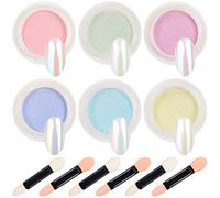 Aooba Mirror Laser Nail Decoration - Neon, Aurora, Titanium Metal Powder With Nail Sponge Brushes