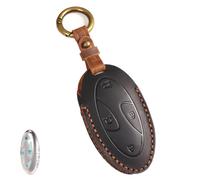 Aoocar Leather Key Fob Cover, Compatible with 2023 2024 2025 Hyundai Ioniq 6 Grandeur GN7, fit for Sonata Elantra Kona Santa Fe 2024 2025, No Screw Design Key Holder Protector (7 Button, Black)