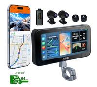 Aoocci C6 PRO Motorcycle Dash Cam Front and Rear, 4K 1080P Dual Dash Motorcycle Camera with Wireless CarPlay and Android Auto, GPS & Emergency Lock, 140° Wide Angle, Wired Remote, IP67 Waterproof