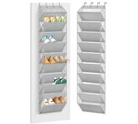 AOODA 10 Tier Clear Over the Door Shoe Organizer Storage, Deep Pockets Large Hanging Shoe Rack for Closet Door, Fit 20 Pairs Shoe Holder Hanger for Boots (Grey)