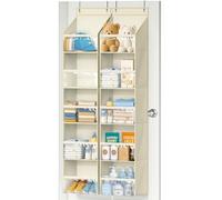 AOODA 2 Pack Over the Door Organizer, Large Capacity Closet Door Hanging Organizer, Clear Deep Pockets Baby Organizer Storage for Nursery, Bathroom, Bedroom, Pantry, Diapers (Beige)