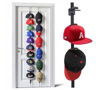 Aoodaily Hat Rack for Door - Two-Way Hanging Caps with Display Hooks and Hanger, Hat Organizer for Baseball Caps, Over the Door Hat Storage Organizer for Bedroom, Entrance or Garage Doors - 2 Packs