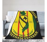 AOOEDM 1st Cavalry Division Vietnam Combat Veteran National Flag Flannel Super Soft Blanket Wool Plush Throw Blanket, Bedroom Bedding Decorative Blanket