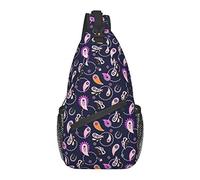 AOOEDM Anti Theft Sling Bag, for Paisley Flowers Floral Purple, Shoulder Crossbody Backpack Waterproof Chest Bag Lightweight Casual Daypack for Travel Sports