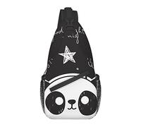 AOOEDM Black Cute Panda Sling Backpack, Travel Hiking Daypack Crossbody Shoulder Bag for Men Woman