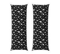 AOOEDM Body Pillow Cover 20x54 Inch, Universe Cartoon Galaxy Stars Planets UFO Black and White, Silky Soft Long Pillowcase with Hidden Zipper, Wrinkle Resistant Cushion Case for Couch Bed Home