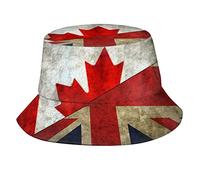 AOOEDM Canada UK British Flag Bucket Hats Travel Beach Sun Protection Fisherman Hat for Woman Man