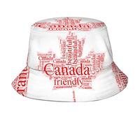 AOOEDM Canadian Flag Word Art Bucket Hats Travel Beach Sun Protection Fisherman Hat for Woman Man