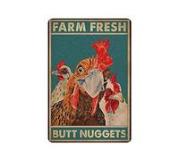 AOOEDM Chicken Coop Farm Fresh Butt Nuggets Metal Signs for Garage Man Cave Bar Kitchen Coffee Tin Sign Nostalgic Wall Decor Signs Vintage Retro Poster