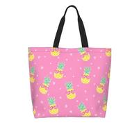 AOOEDM Cute Pine With Pink Hearts Tote Bag for Women Large Casual Should Bag with Inside Pocket Reusable Handbag Shopping Bag