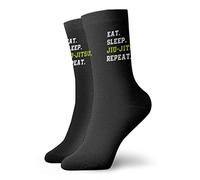 AOOEDM Eat Sleep Jiu-jitsu Repeat Fashion Compression Socks,Performance Polyester Cushioned Athletic Crew Socks, for Running,Athletic
