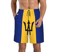 AOOEDM Flag of Barbados Mens Swimming Shorts Quick Dry Beach Trunks Swimwear with Mesh Lining