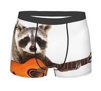 AOOEDM Funny Raccoon with Guitar Novelty Boxers Mens Funny Boxer Briefs Underwear Gifts for Men