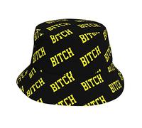 AOOEDM Funny Yellow Bitch Black Unisex Bucket Hat Summer Travel Beach Sun Hat Wide Brim Fisherman Cap