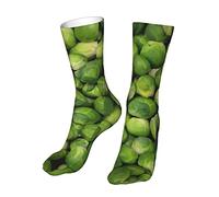 AOOEDM Green Brussel Sprout Print Crew Neck Socks for Women Men Funky Running Sock