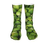 AOOEDM Green Brussel Sprout Print Socks Winter Warm Crew Socks Moisture Wicking Compression Athletic Socks For Mens And Womens