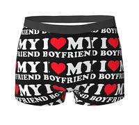 AOOEDM I Love My Boyfriend 2 Underwear Men'S Breathable Boxer Briefs Soft Shorts Comfortable Printed Underwear