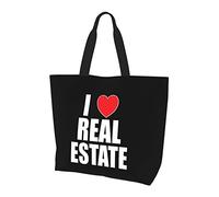 AOOEDM I Love Real Estate Ladies Canvas Tote Reusable Shopping Bag
