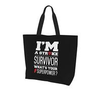 AOOEDM I'M A Stroke Survivor Ladies Canvas Tote Reusable Shopping Bag