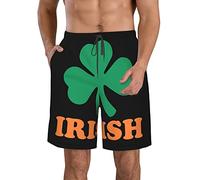 AOOEDM Irish Clover Mens Swimming Shorts Quick Dry Beach Trunks Swimwear with Mesh Lining