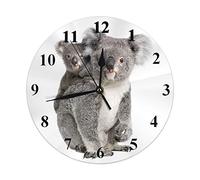 AOOEDM Koala Wall Clock Cute Animal Koala Bears Family Mom and Son Clock Round Silent Non Ticking Home Decor 10 Inch for Living Room Bedroom Office