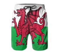AOOEDM Mens Welsh Flag Drawstring Casual Summer Beach Shorts