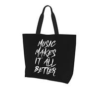 AOOEDM Music Makes It All Better Ladies Canvas Tote Reusable Shopping Bag