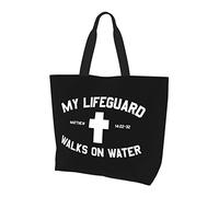 AOOEDM My Life Guard Walks On Water Ladies Canvas Tote Reusable Shopping Bag