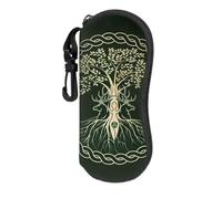 AOOEDM Norse Viking Goddess Wiccan Wicca Pagan Sunglasses Soft Case Portable Ultra Light Eyeglasses Bag Multifunction Neoprene Zipper Eyeglass Case With Belt Clip