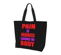 AOOEDM Pain Is Weakness Leaving The Body Ladies Canvas Tote Reusable Shopping Bag