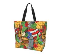 AOOEDM Puerto Rico 1 Cute Reusable Grocery Bag Large Tote Bag Unisex Shoulder Bag for Beach Travel and Shopping