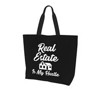 AOOEDM Real Estate Is My Hustle Ladies Canvas Tote Reusable Shopping Bag