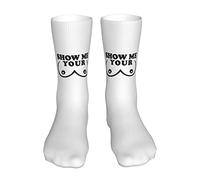 AOOEDM Show Me Your Boobs Socks Winter Warm Crew Socks Moisture Wicking Compression Athletic Socks For Mens And Womens
