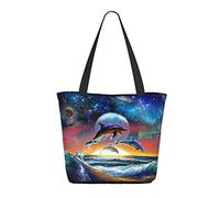 AOOEDM Starry Moon And Dolphin Ladies Shopping Bag 13x11x7in.The Perfect Valentine'S Day Gift.It Is The Best Valentine'S Day Gift For Mom, Daughter, Wife,Etc